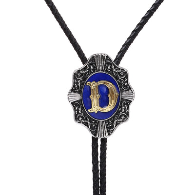 Alphabet D Bolo Tie Bowlow Tie Formal Western Blue Tie