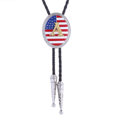 Alphabet A Bolo Tie American National Flag Tie Bolo