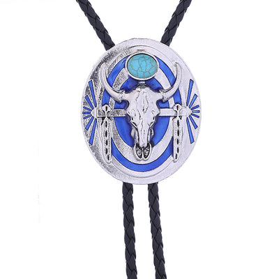 Blue Longhorn Tie Western Turquoise Bolo Necktie