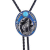 Vintage Turquoise Bolo Men Western Blue Tie Wolf Bolo