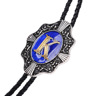 Alphabet K Bolo Tie Bolo Necktie Formal Western Tie Blue