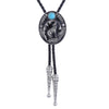 Turquoise Bolo Tie Black Wolf Cowboy Bolo Suit Tie