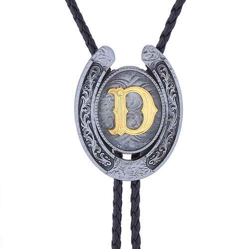 Horseshoe Bolo Tie Alphabet D Suit Bolo Men's Wedding Bolo