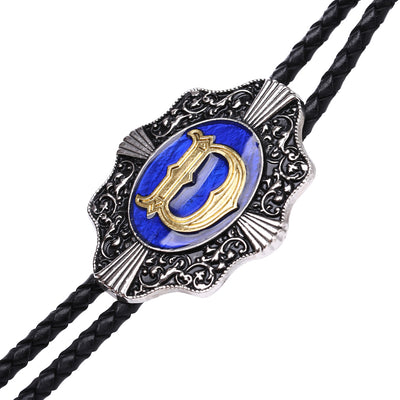 Alphabet D Bolo Tie Bowlow Tie Formal Western Blue Tie