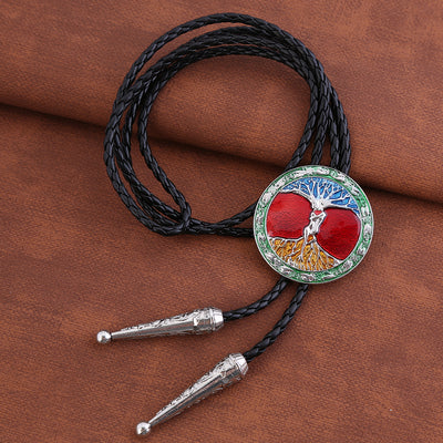 Tree of Life Necktie Red Tie Men's Western Bolo Tie