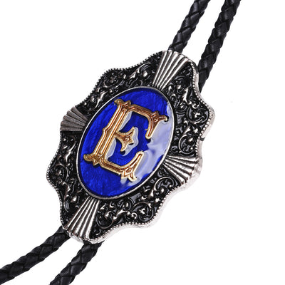 Alphabet E Bolo Tie Formal Western Tie Blue Bolo