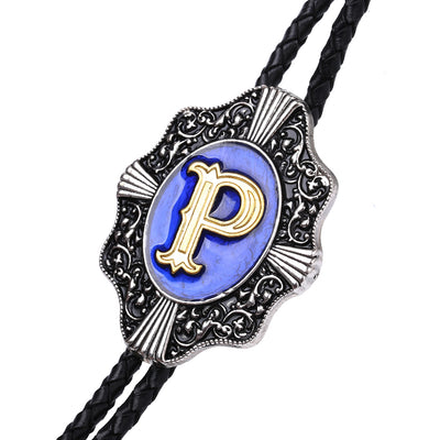 Alphabet P Bolo Tie Bolo Tie Fashion Formal Bolo Tie Blue