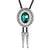 Mens Wedding Bolo Green Glass Stone Tie with Rhinestone Necklace