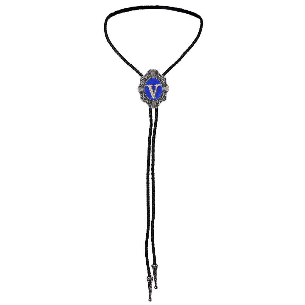 Alphabet V Bolo Tie Bootlace Ties Formal Tie Blue Necklace