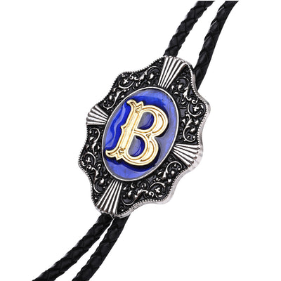 Alphabet B Bolo Tie Formal Neck Tie Western Blue Tie