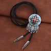 Navajo Bowler Tie Feather Tie Necklace Men Cowboy Tie