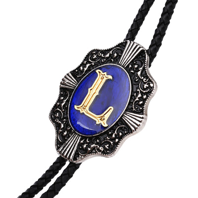 Alphabet L Bolo Tie Formal Western Tie Blue bowler tie