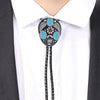 Men's Blue Bolo Tie Turquoise Wedding Tie Stone Bolo Black