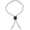 Black Agate Necktie Horseshoe Bolo Tie Mens Bootlace