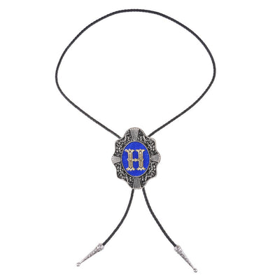 Alphabet H Bolo Tie Formal Western Tie Blue bowler tie