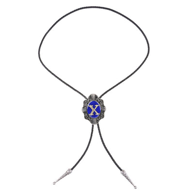 Alphabet X Bolo Tie Formal Bolo Tie Blue Necktie bowlow