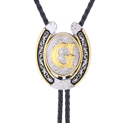 Horseshoe Bolo Tie Alphabet G Necklace Wedding Bolo Tie