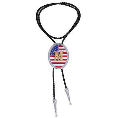 Alphabet M Bolo Tie Mens Western Bolo National Flag Tie