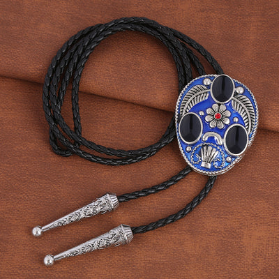 Black Agate Bolo Tie Men's Bolo Tie Blue Stone Bolo Tie