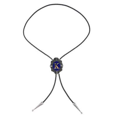 Alphabet K Bolo Tie Bolo Necktie Formal Western Tie Blue