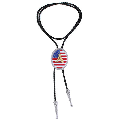 Alphabet A Bolo Tie American National Flag Tie Bolo