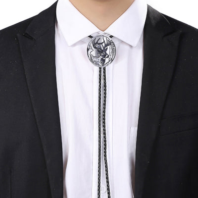 Elk Bolo Tie Mens Western Tie Black Tie Cowboy Bolo