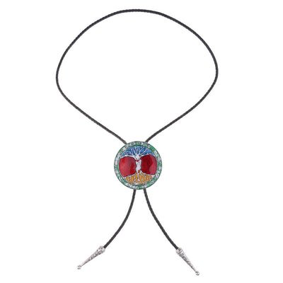 Tree of Life Necktie Red Tie Men's Western Bolo Tie