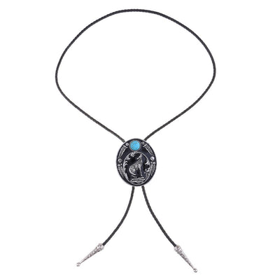 Turquoise Bolo Tie Black Wolf Cowboy Bolo Suit Tie