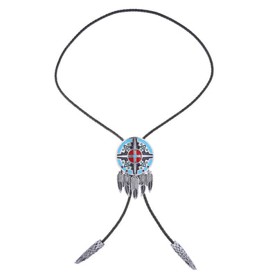 Navajo Bowler Tie Feather Tie Necklace Men Cowboy Tie