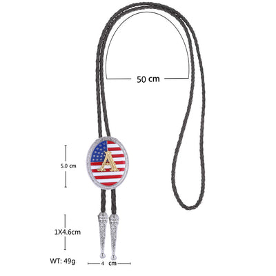 Alphabet A Bolo Tie American National Flag Tie Bolo