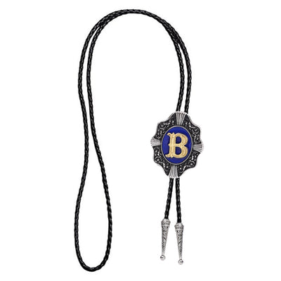 Alphabet B Bolo Tie Formal Neck Tie Western Blue Tie