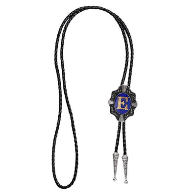 Alphabet E Bolo Tie Formal Western Tie Blue Bolo