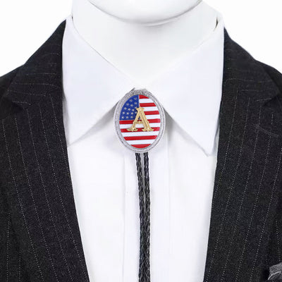 Alphabet A Bolo Tie American National Flag Tie Bolo