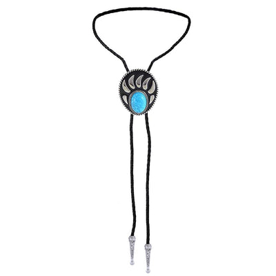 Bear Claw Bolo Tie Men's Turquoise Black Cowboy Tie