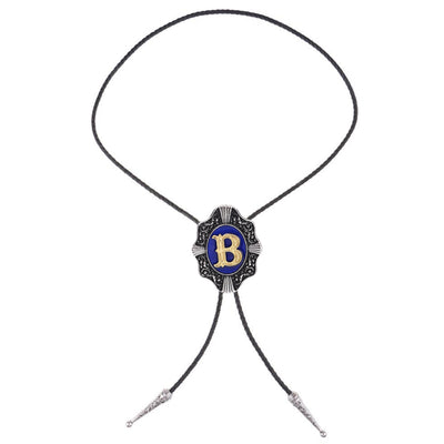 Alphabet B Bolo Tie Formal Neck Tie Western Blue Tie