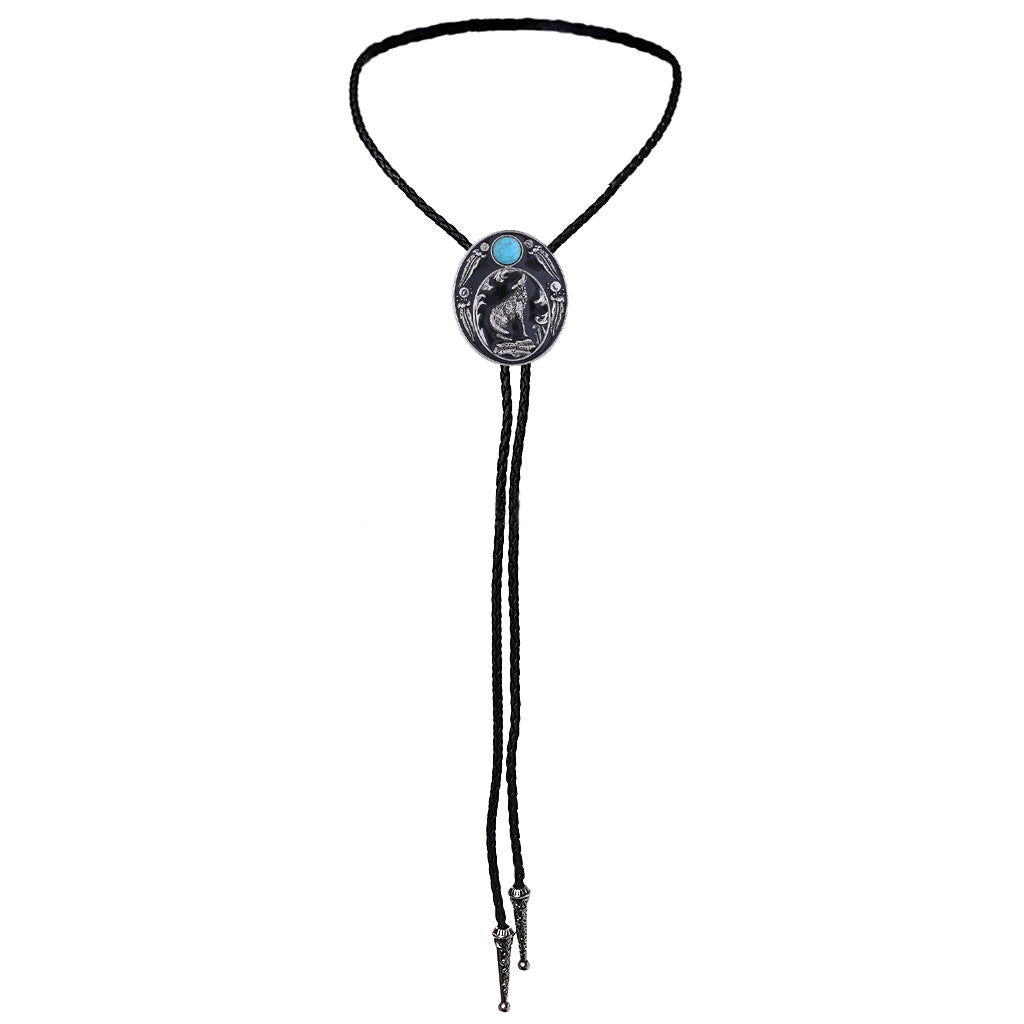 Turquoise Bolo Tie Black Wolf Cowboy Bolo Suit Tie