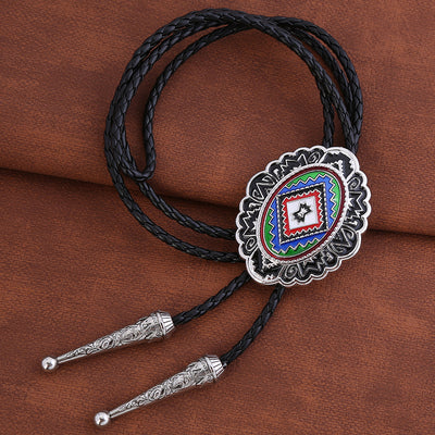 Black Navajo Bolo Tie Unique Bowler Tie Cowboy Bolo