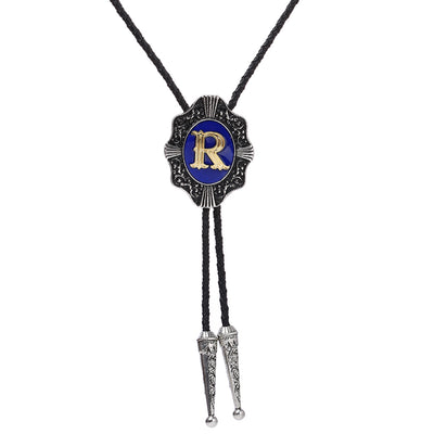 Alphabet R Bolo Tie Bolo Tie Necklace Formal Bolo Tie Blue