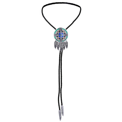 Feather Navajo Bolo Tie Men Western Tie Green Bolo