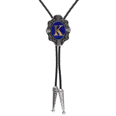 Alphabet K Bolo Tie Bolo Necktie Formal Western Tie Blue