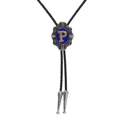 Alphabet P Bolo Tie Bolo Tie Fashion Formal Bolo Tie Blue