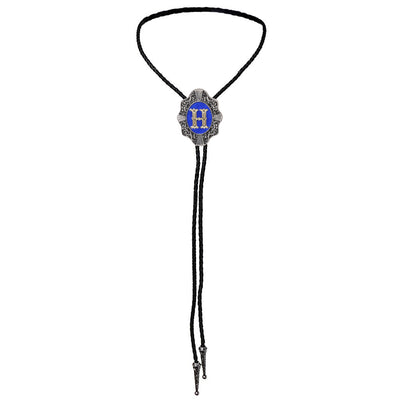 Alphabet H Bolo Tie Formal Western Tie Blue bowler tie