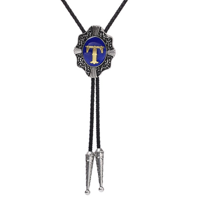 Alphabet T Bolo Tie Handmade Bolo Tie Formal Bolo Blue