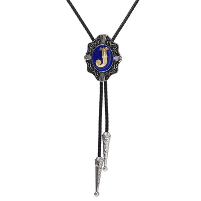 Alphabet J Bolo Tie Bootlace Tie Formal Western Tie Blue