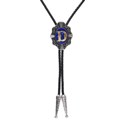 Alphabet D Bolo Tie Bowlow Tie Formal Western Blue Tie