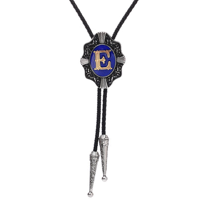 Alphabet E Bolo Tie Formal Western Tie Blue Bolo