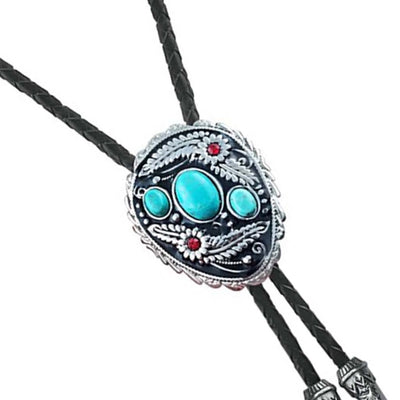 Blue Turquoise Bolo Ties Silver Tie Feather Stone Bolo