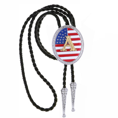 Alphabet A Bolo Tie American National Flag Tie Bolo