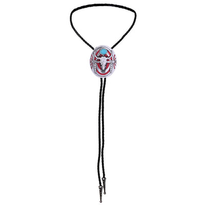 Longhorn Bolo Tie Mens Western Bolo Red Necklace