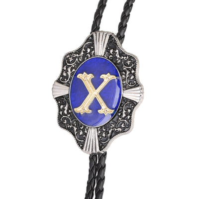 Alphabet X Bolo Tie Formal Bolo Tie Blue Necktie bowlow